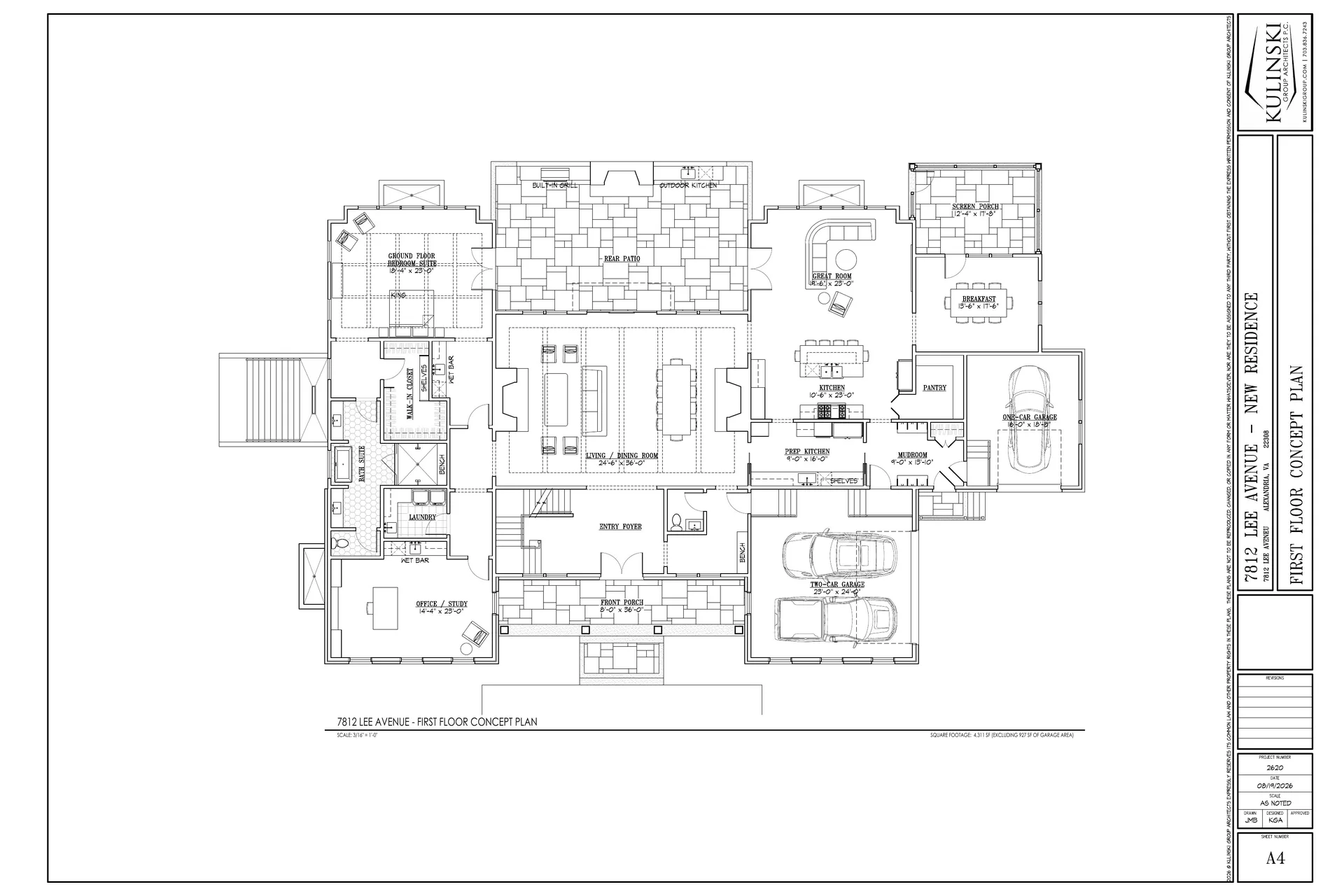 Conceptual main floor plan for 7812 Lee Avenue